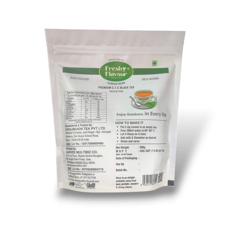 Fresh n Flavour Strong and Tasteful Chai 500g pack – garden fresh premium CTC black tea Medium Dana – lifestyle shot