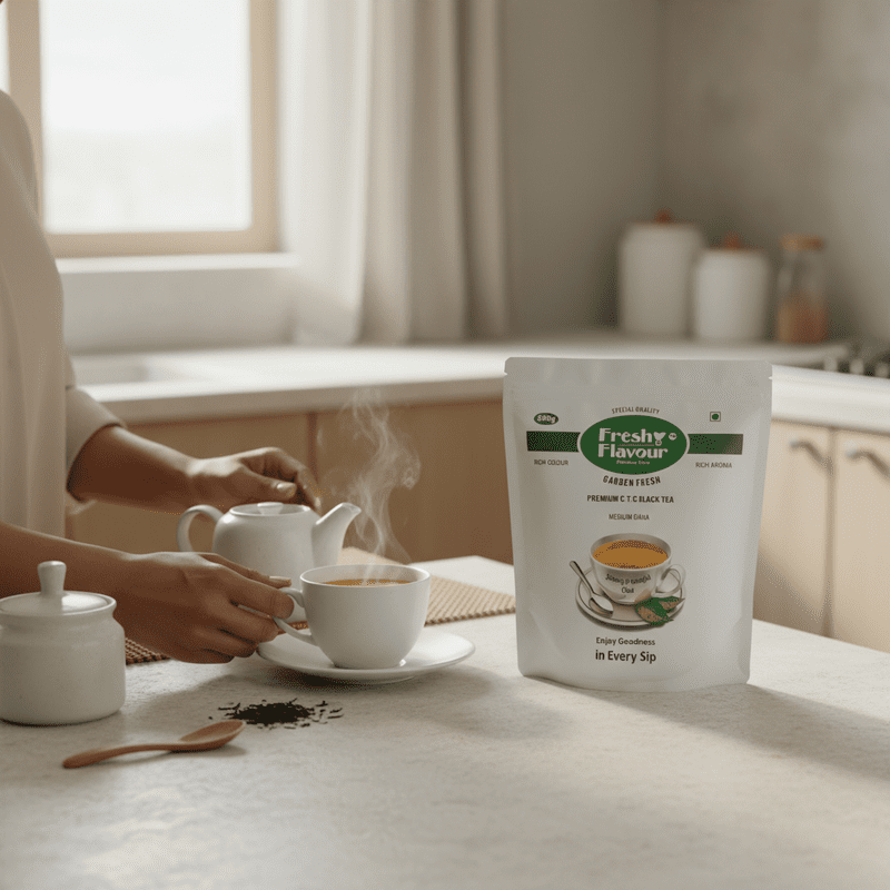 Fresh n Flavour Strong and Tasteful Chai 500g pack – garden fresh premium CTC black tea Medium Dana – back view